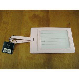 ECCOLO JUMBO FAUX LEATHER LUGGAGE TAG PINK "JUST GO" NEW